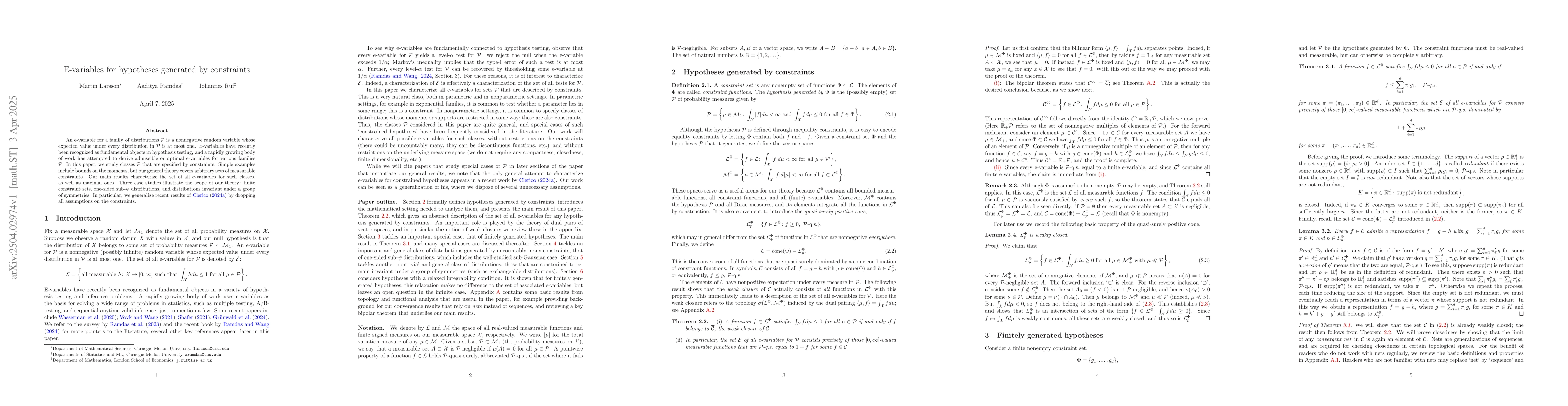 Thumbnail for E-variables for hypotheses generated by constraints