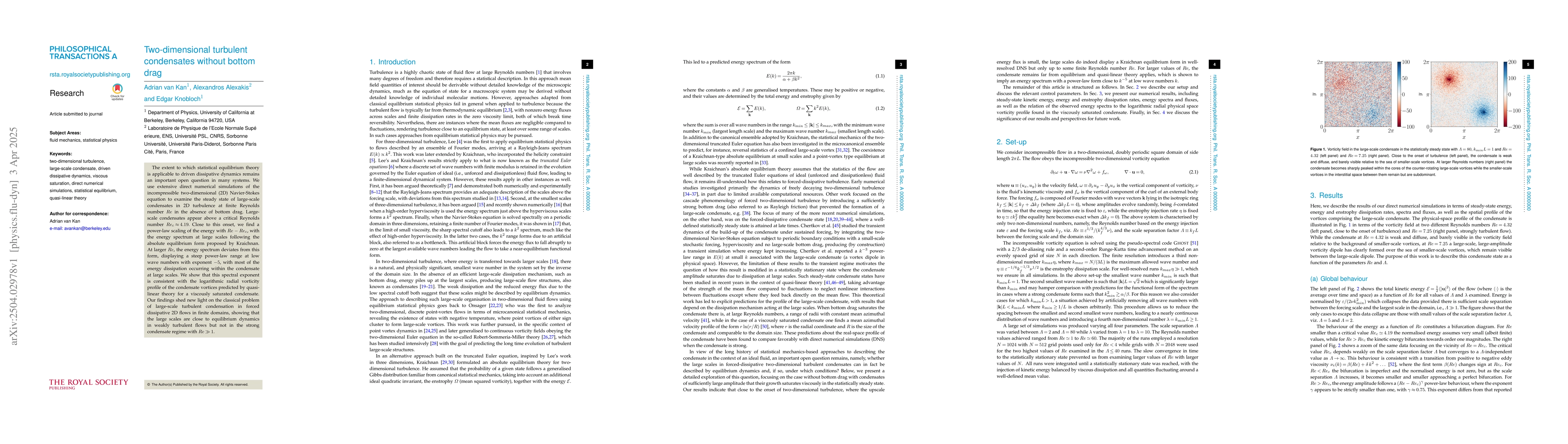 Thumbnail for Two-dimensional turbulent condensates without bottom drag