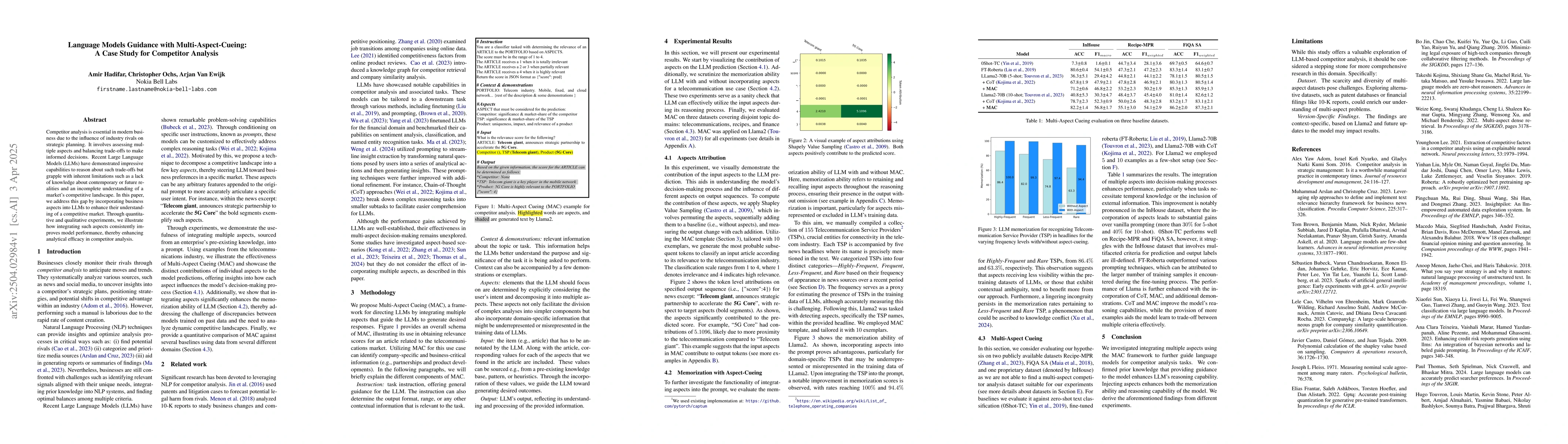 Thumbnail for Language Models Guidance with Multi-Aspect-Cueing: A Case Study for
  Competitor Analysis