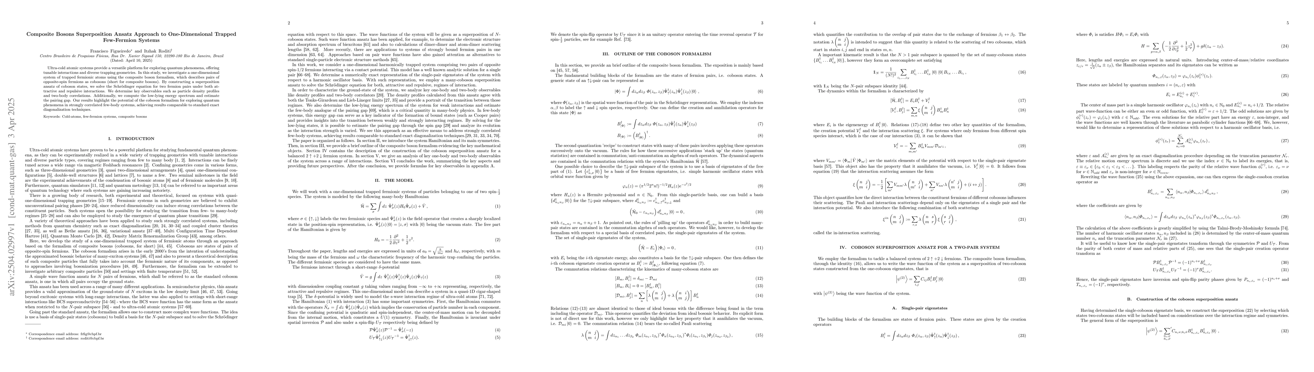 Thumbnail for Composite Bosons Superposition Ansatz Approach to One-Dimensional
  Trapped Few-Fermion Systems