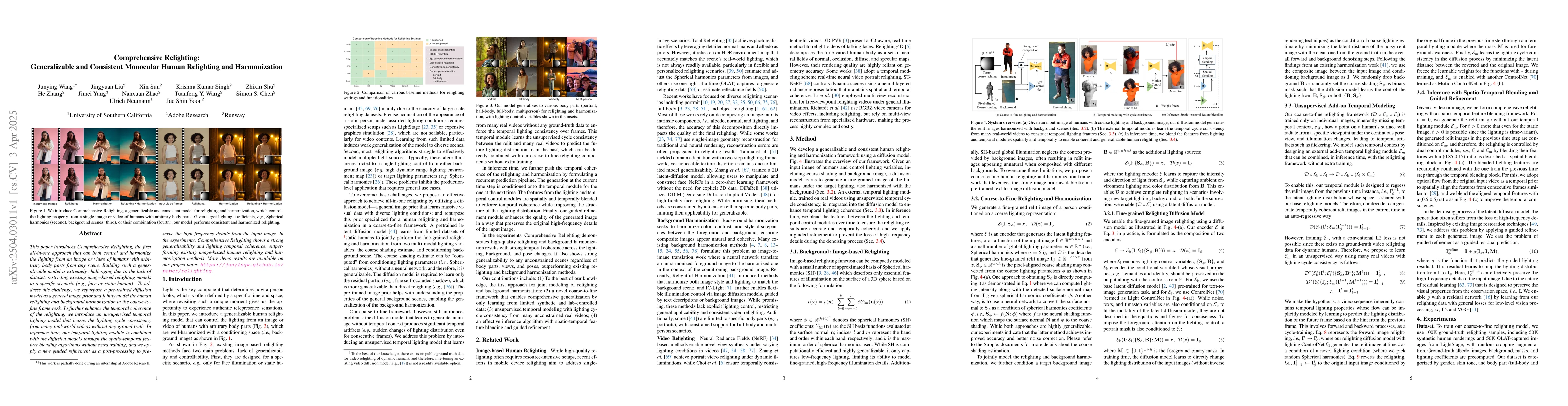Thumbnail for Comprehensive Relighting: Generalizable and Consistent Monocular Human
  Relighting and Harmonization