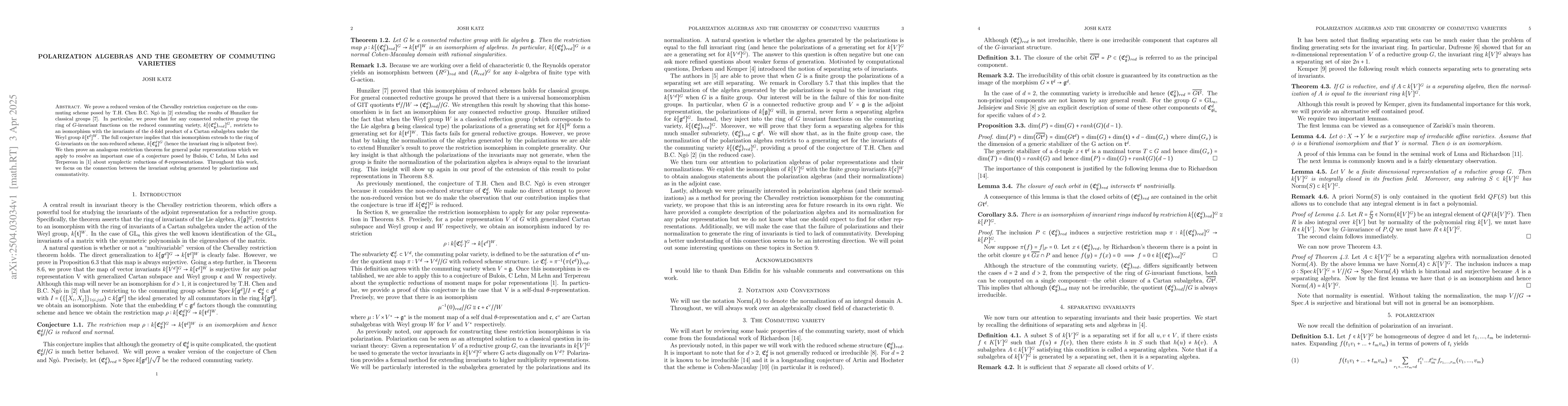 Thumbnail for Polarization algebras and the geometry of commuting varieties