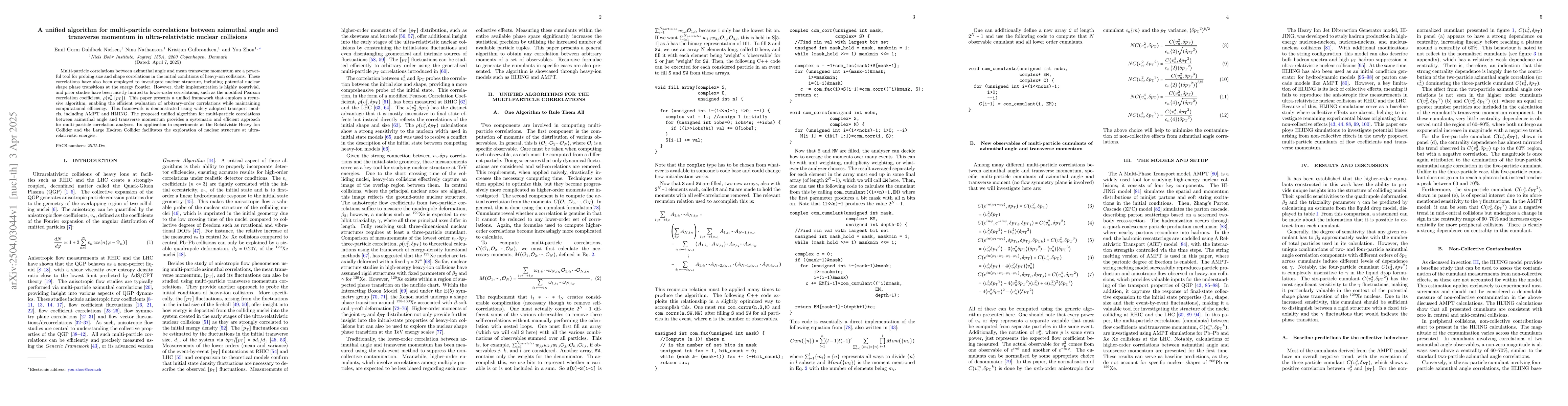 Thumbnail for A unified algorithm for multi-particle correlations between azimuthal
  angle and transverse momentum in ultra-relativistic nuclear collisions