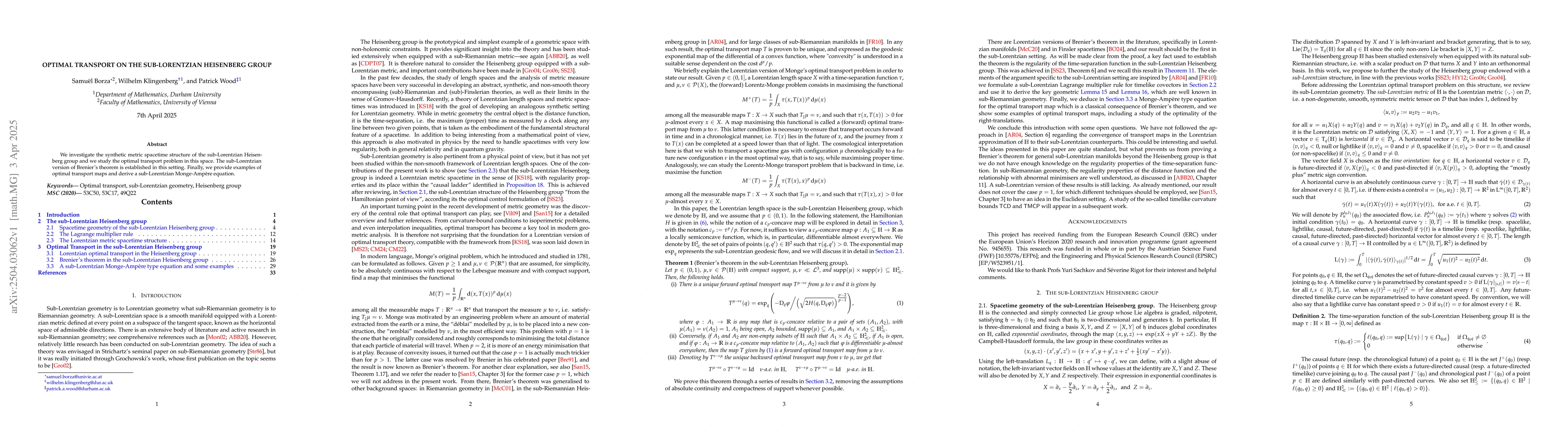 Thumbnail for Optimal transport on the sub-Lorentzian Heisenberg group