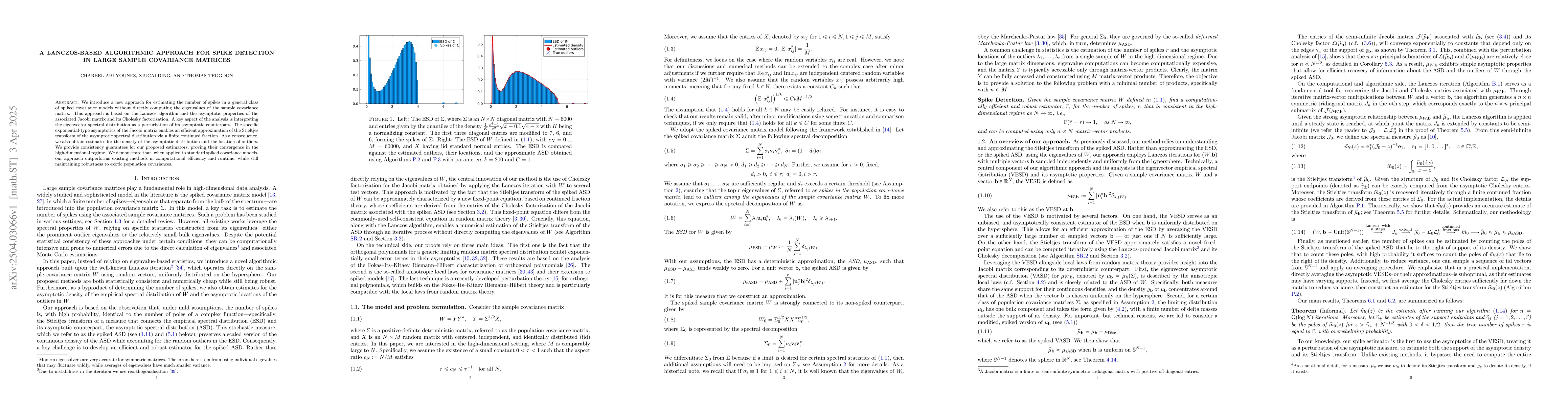 Thumbnail for A Lanczos-Based Algorithmic Approach for Spike Detection in Large Sample
  Covariance Matrices