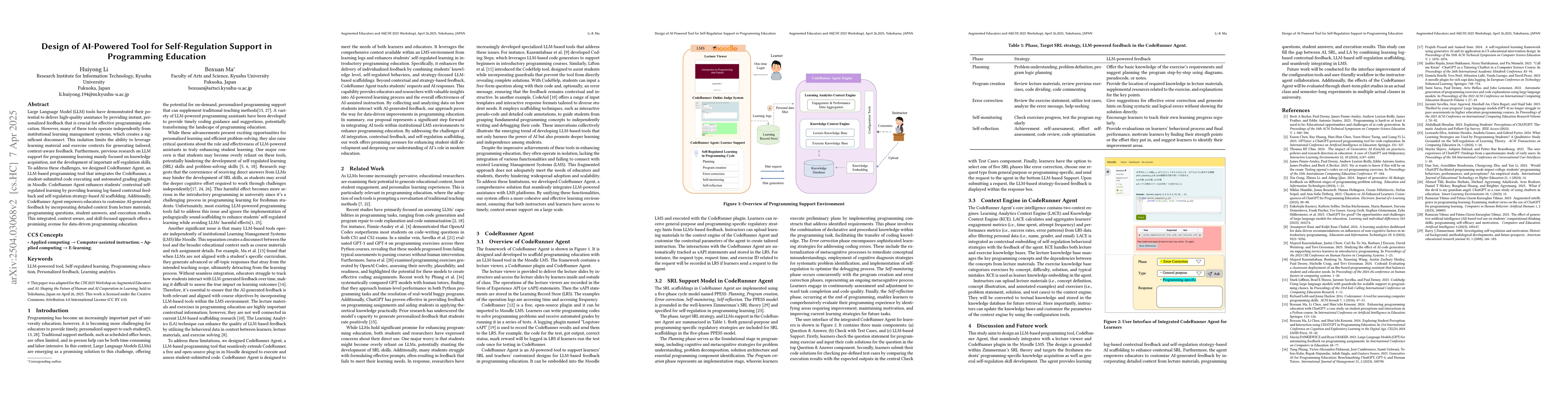 Thumbnail for Design of AI-Powered Tool for Self-Regulation Support in Programming
  Education
