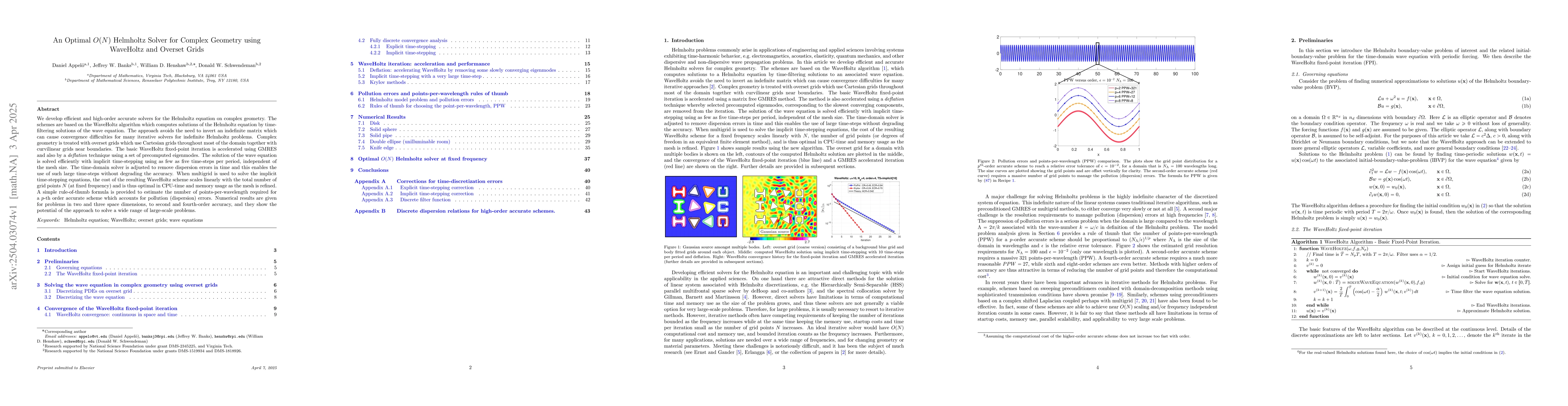 Thumbnail for An Optimal O(N) Helmholtz Solver for Complex Geometry using WaveHoltz
  and Overset Grids