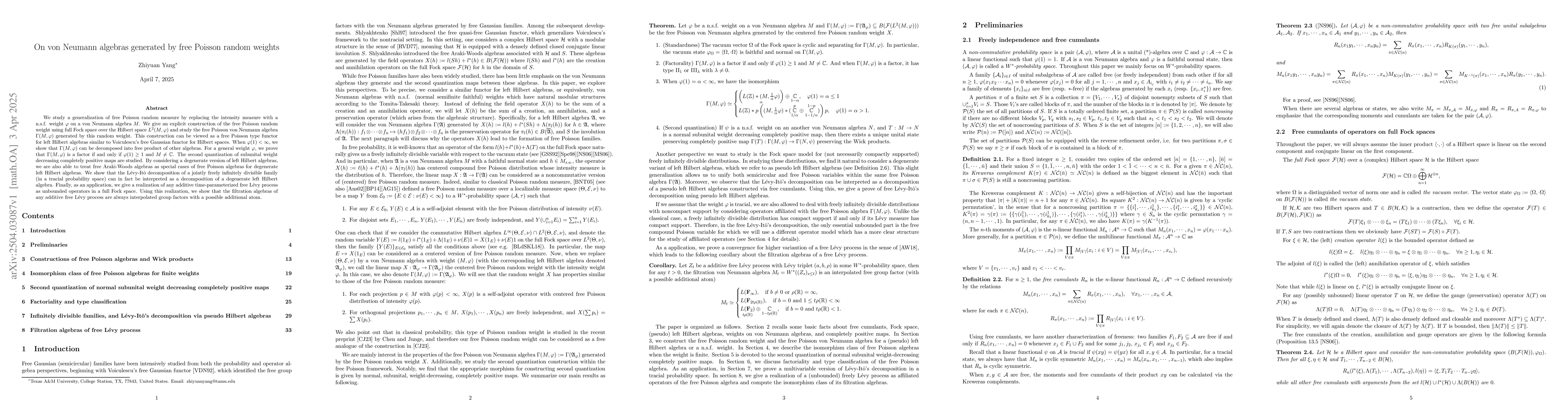 Thumbnail for On von Neumann algebras generated by free Poisson random weights