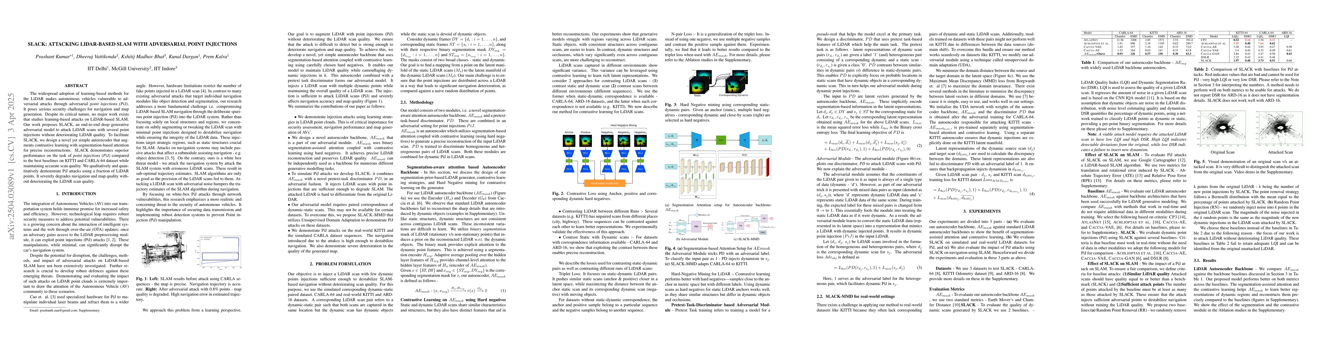 Thumbnail for SLACK: Attacking LiDAR-based SLAM with Adversarial Point Injections
