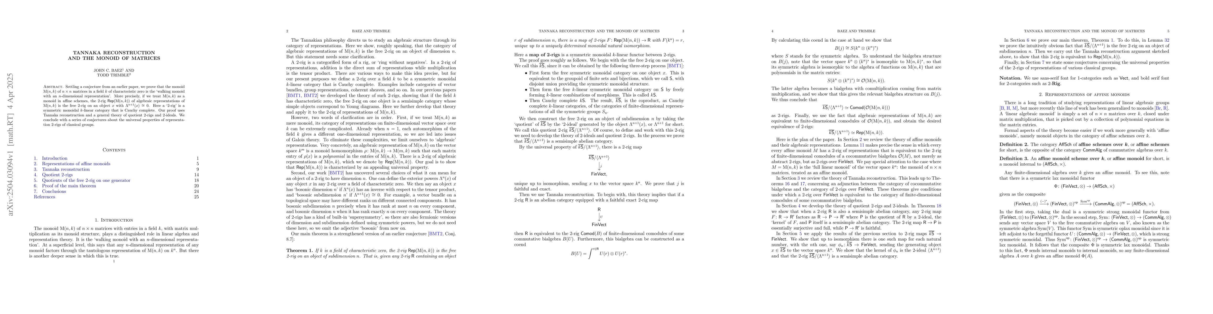 Thumbnail for Tannaka Reconstruction and the Monoid of Matrices