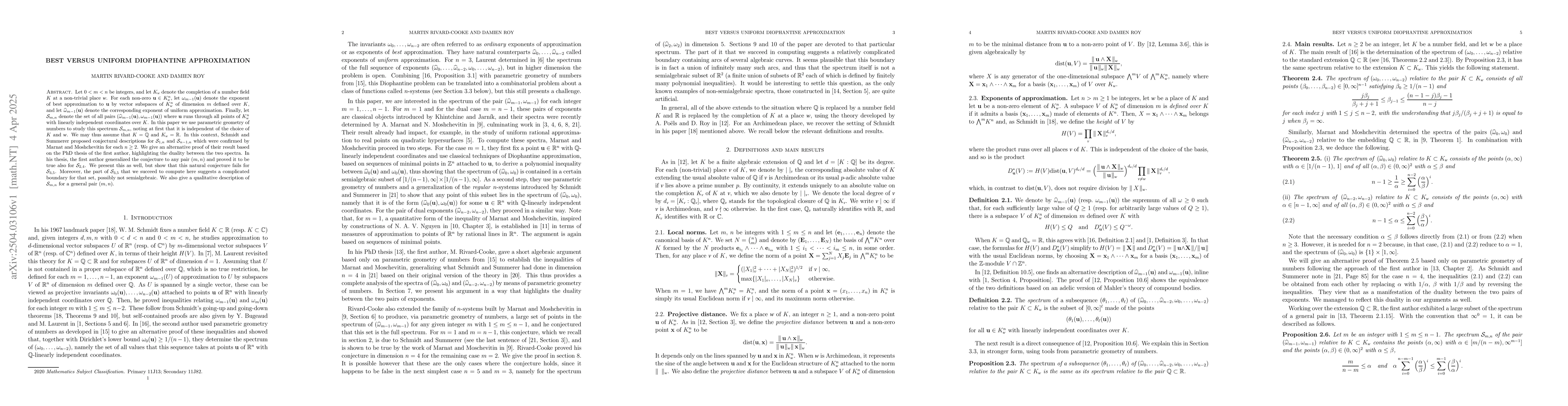 Thumbnail for Best versus uniform Diophantine approximatio