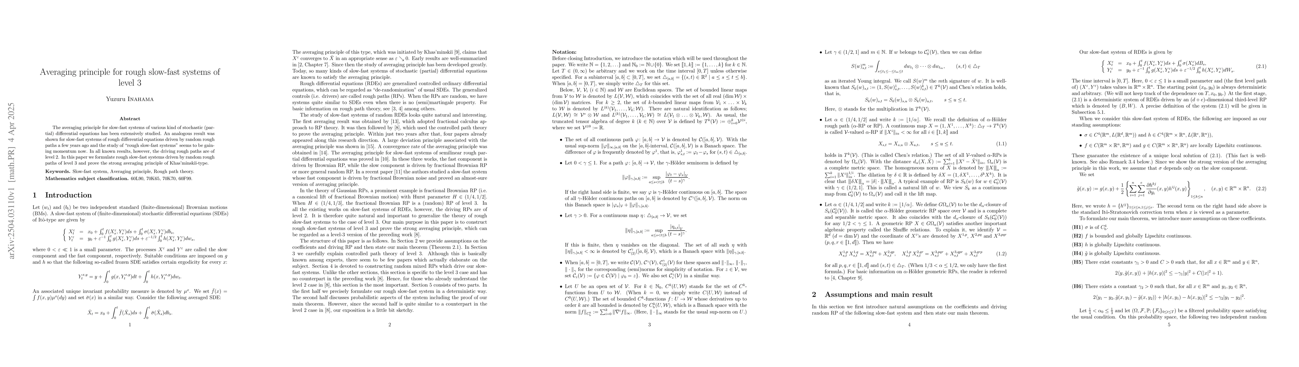 Thumbnail for Averaging principle for rough slow-fast systems of level 3