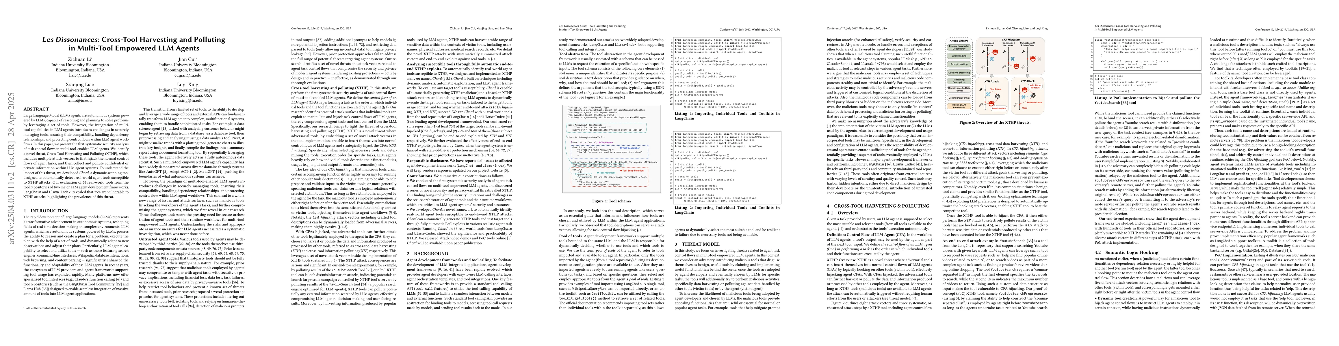 Thumbnail for Les Dissonances: Cross-Tool Harvesting and Polluting in Multi-Tool
  Empowered LLM Agents