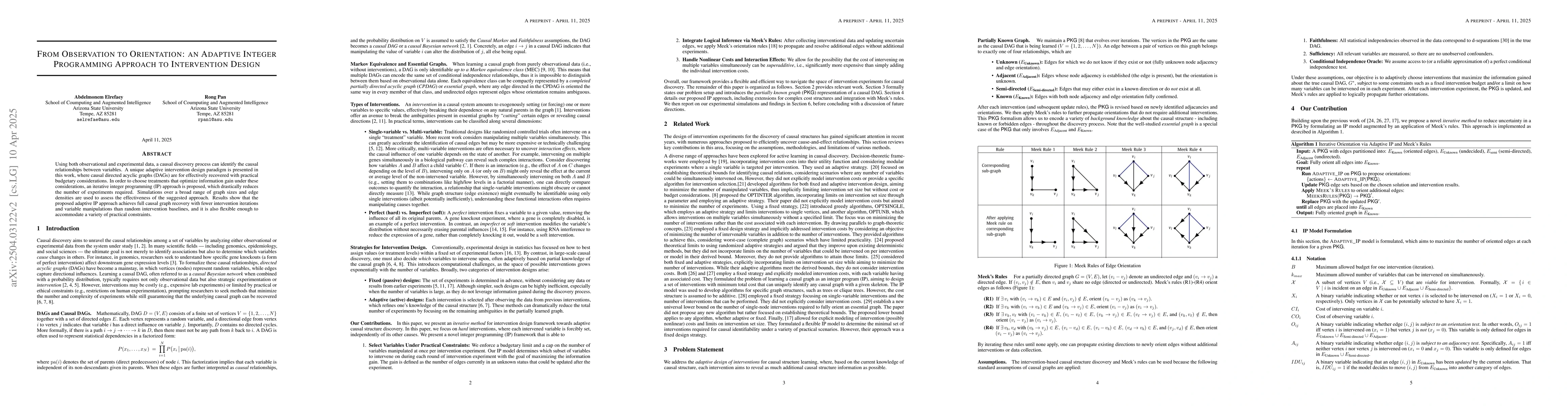Thumbnail for From Observation to Orientation: an Adaptive Integer Programming
  Approach to Intervention Design
