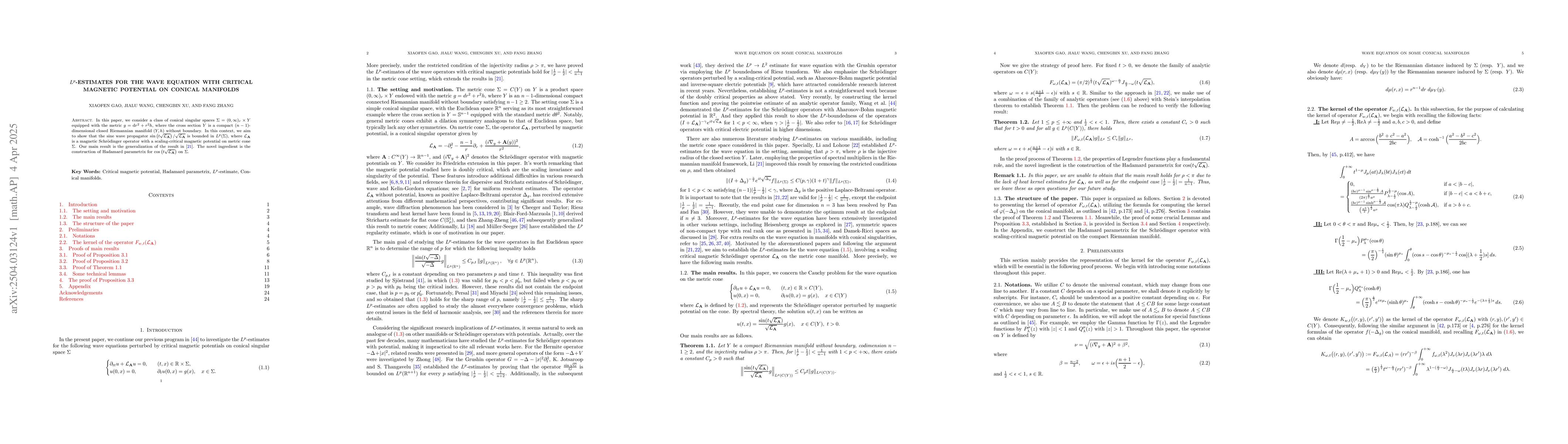 Thumbnail for $L^p$-estimates for the wave equation with critical magnetic potential
  on conical manifolds