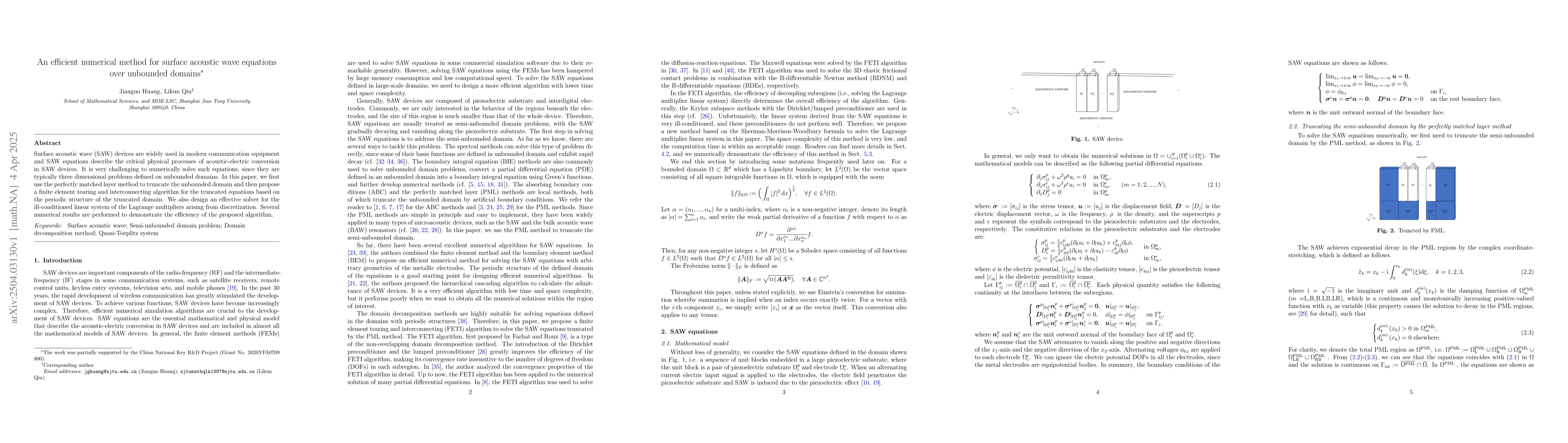 Thumbnail for An efficient numerical method for surface acoustic wave equations over
  unbounded domains