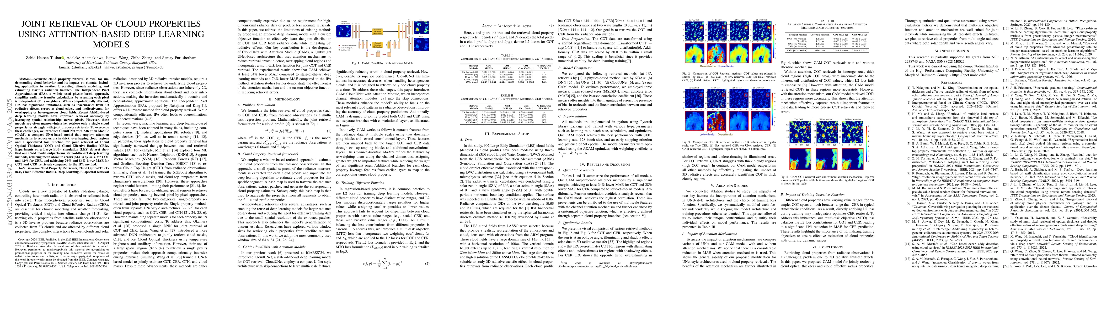 Thumbnail for Joint Retrieval of Cloud properties using Attention-based Deep Learning
  Models
