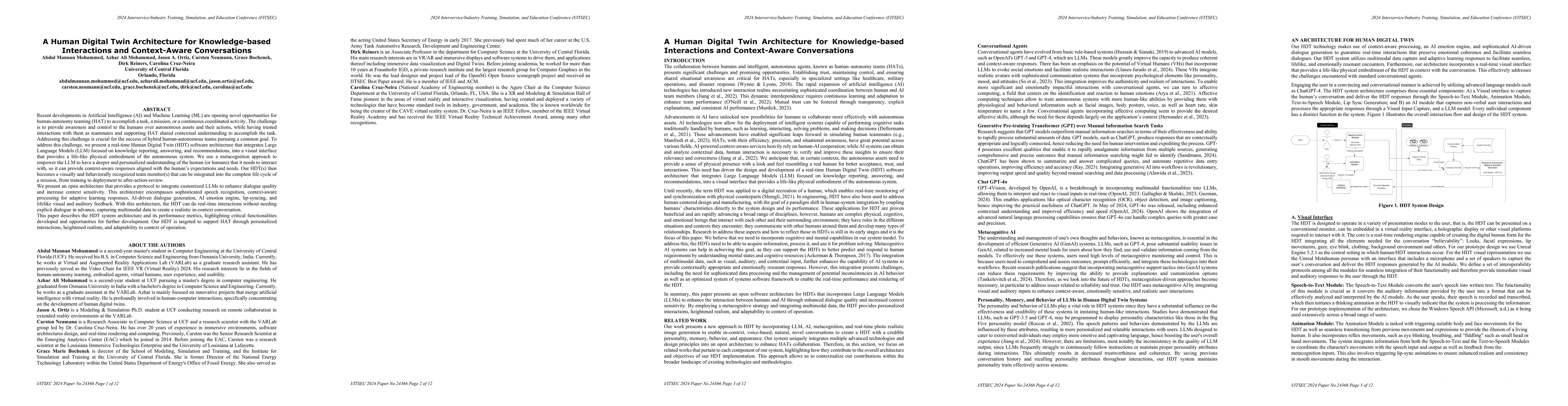 Thumbnail for A Human Digital Twin Architecture for Knowledge-based Interactions and
  Context-Aware Conversations