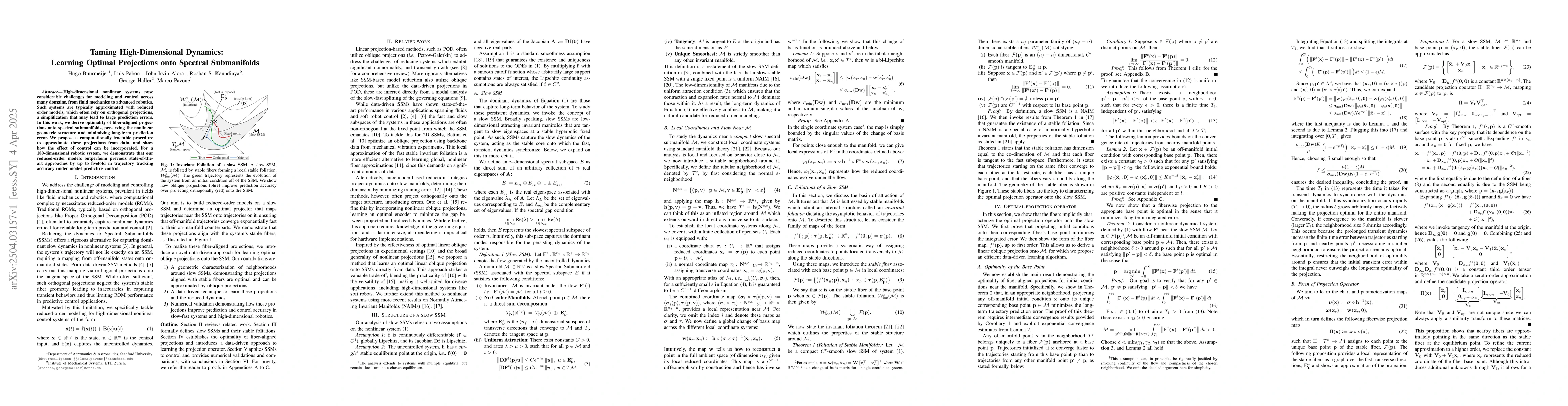 Thumbnail for Taming High-Dimensional Dynamics: Learning Optimal Projections onto
  Spectral Submanifolds