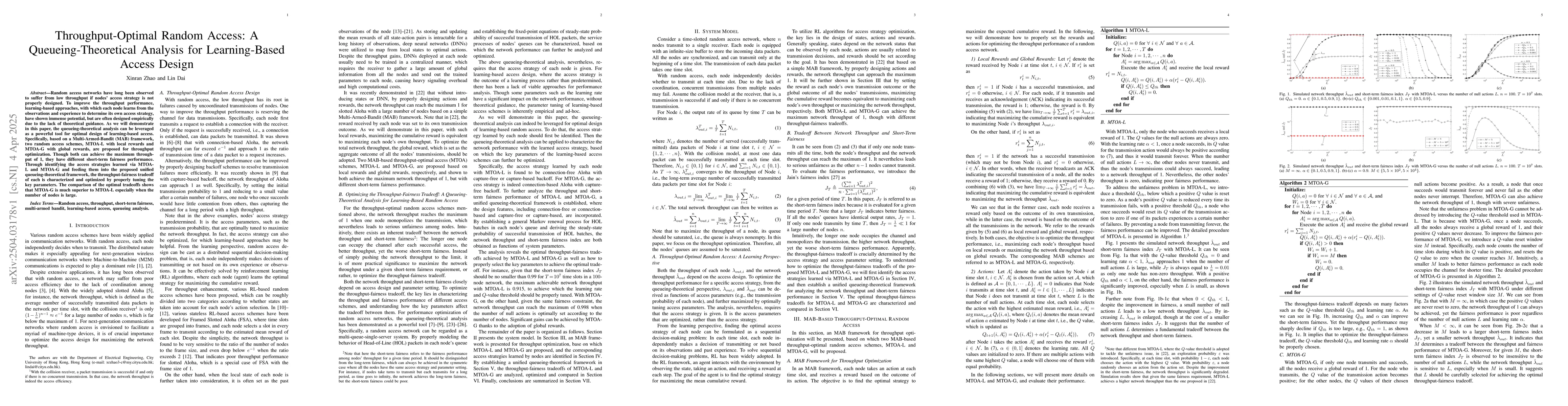Thumbnail for Throughput-Optimal Random Access: A Queueing-Theoretical Analysis for
  Learning-Based Access Design