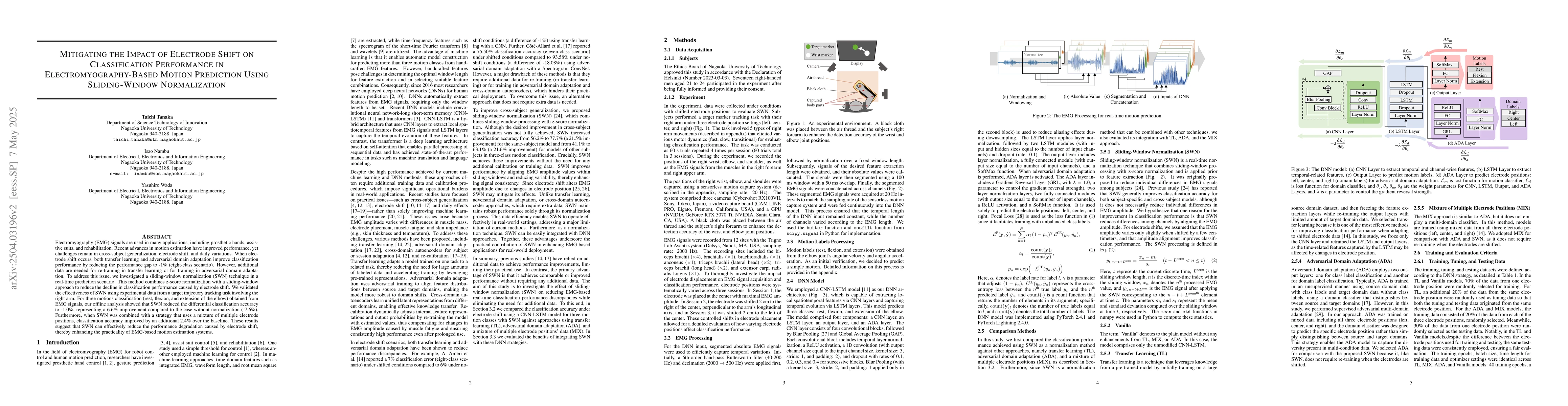 Thumbnail for Mitigating the Impact of Electrode Shift on Classification Performance
  in Electromyography-Based Motion Prediction Using Sliding-Window
  Normalization
