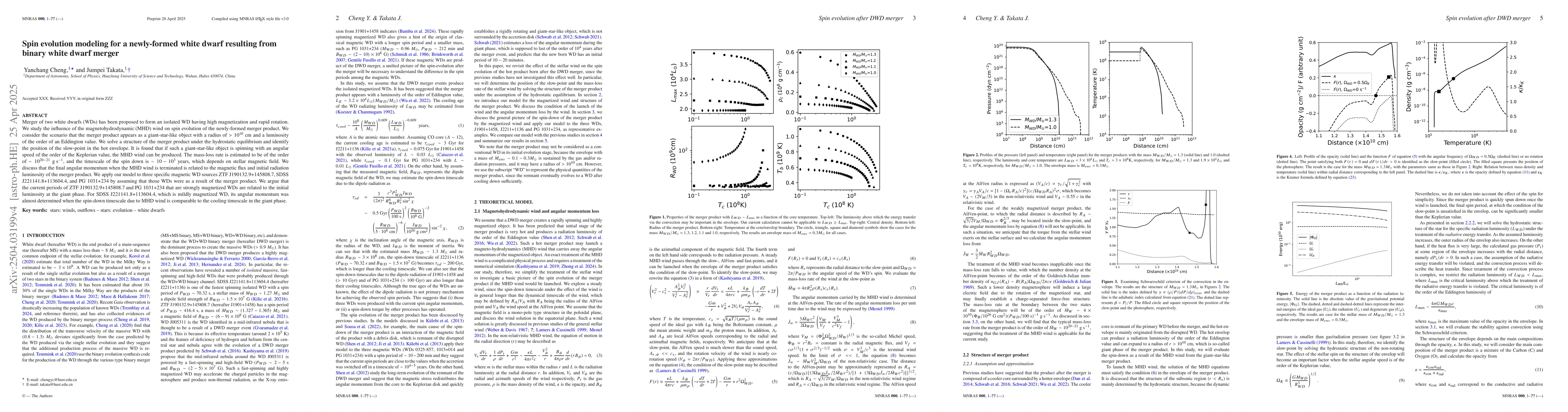 Thumbnail for Spin evolution modeling for a newly-formed white dwarf resulting from
  binary white dwarf merger