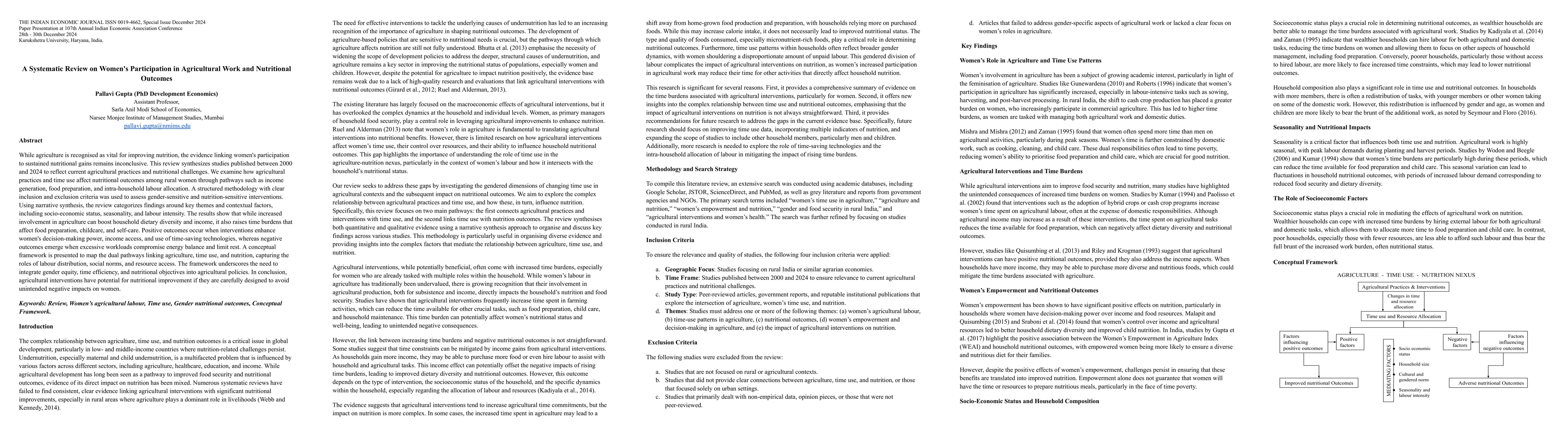Thumbnail for A Systematic Review on Women's Participation in Agricultural Work and
  Nutritional Outcomes