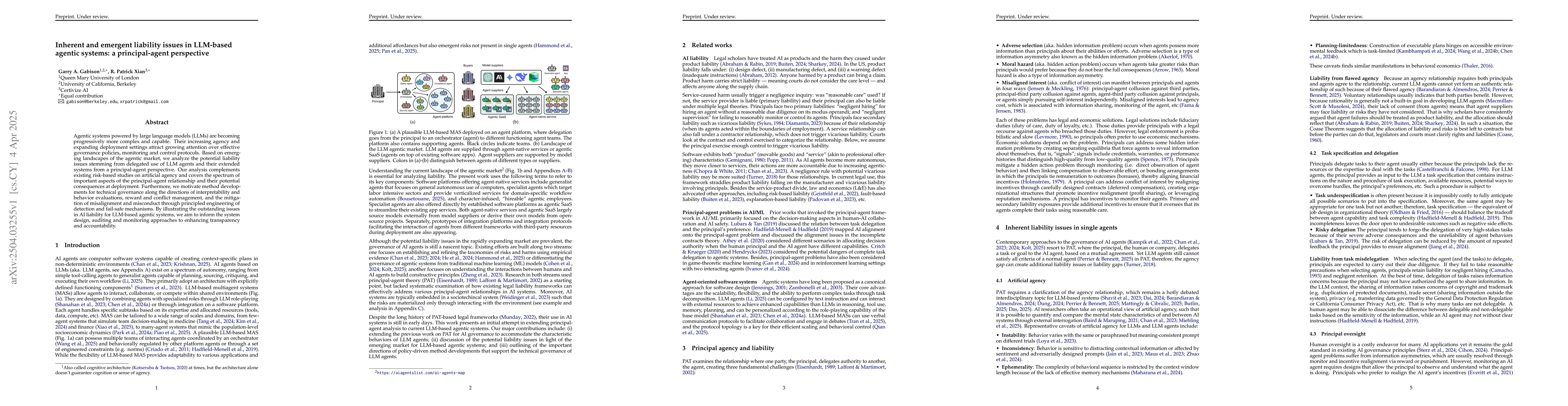 Thumbnail for Inherent and emergent liability issues in LLM-based agentic systems: a
  principal-agent perspective