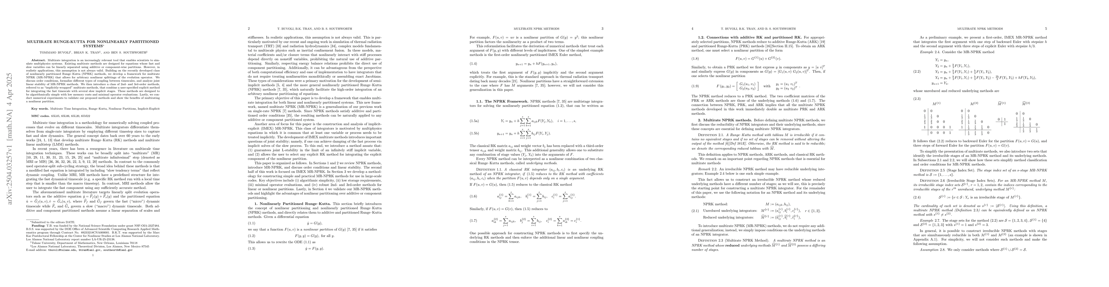 Thumbnail for Multirate Runge-Kutta for Nonlinearly Partitioned Systems