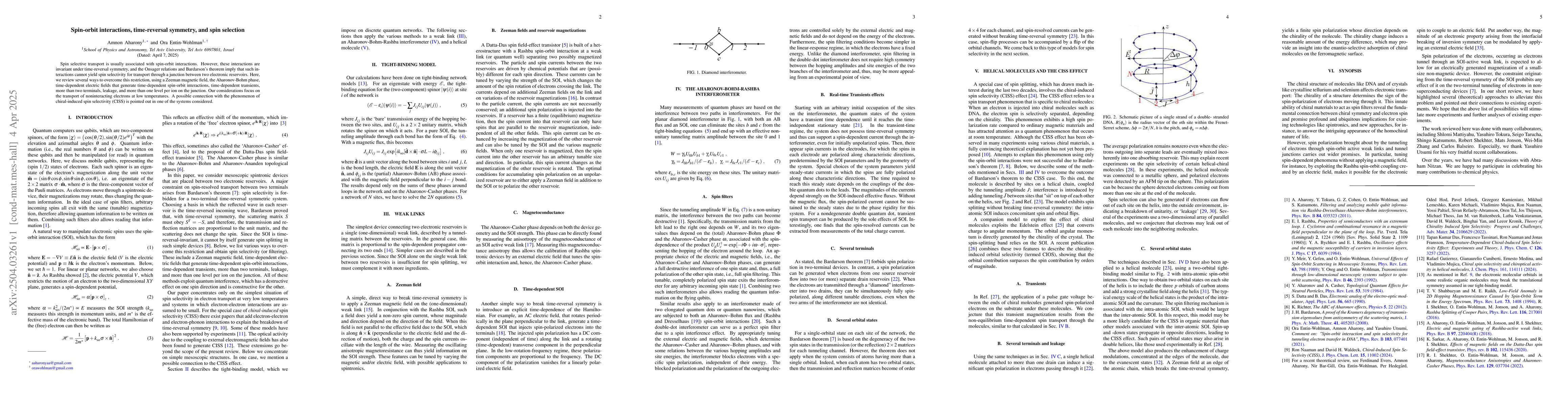 Thumbnail for Spin-orbit interactions, time-reversal symmetry, and spin selection