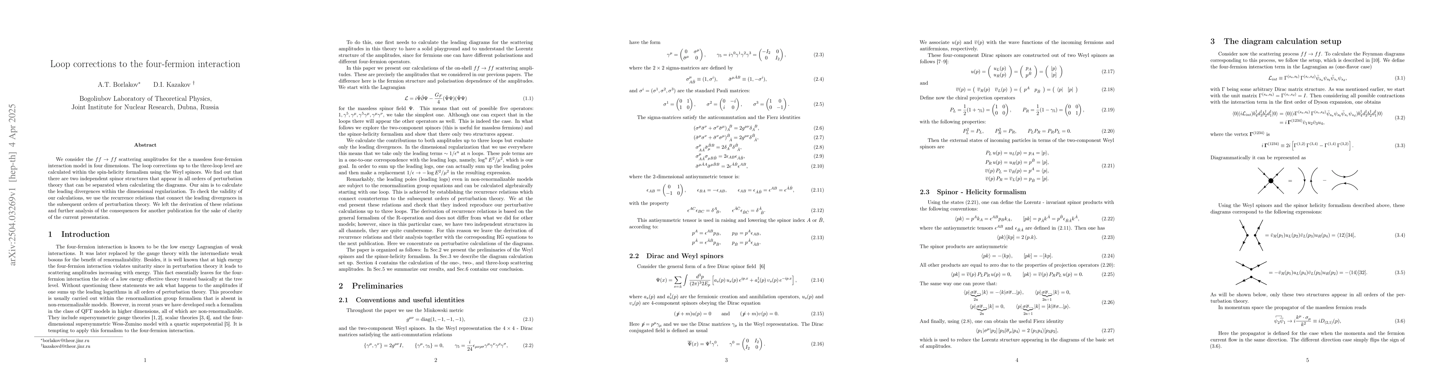 Thumbnail for Loop corrections to the four-fermion interaction