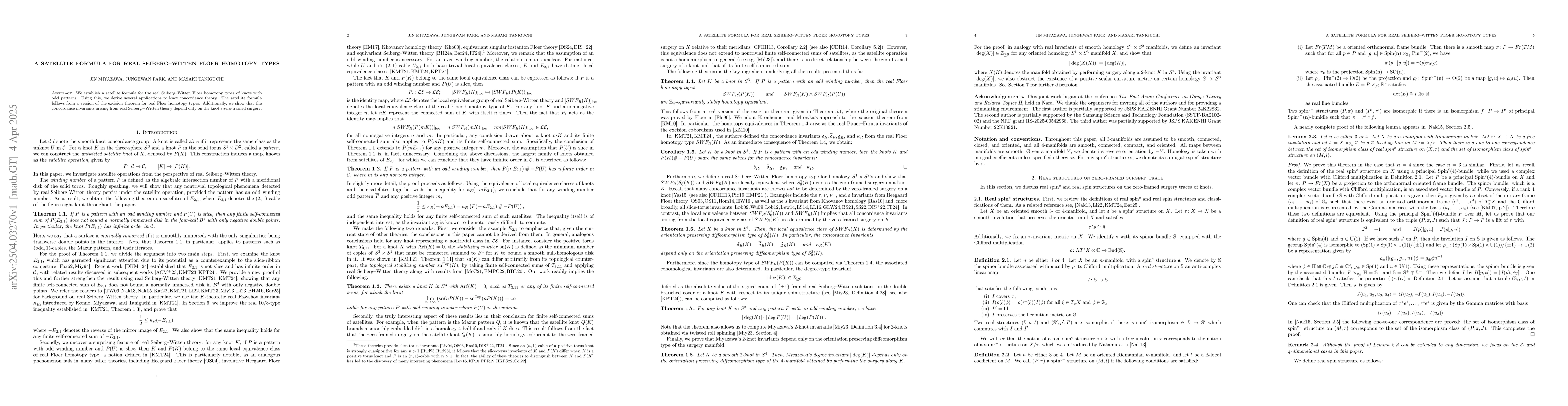 Thumbnail for A satellite formula for real Seiberg-Witten Floer homotopy types
