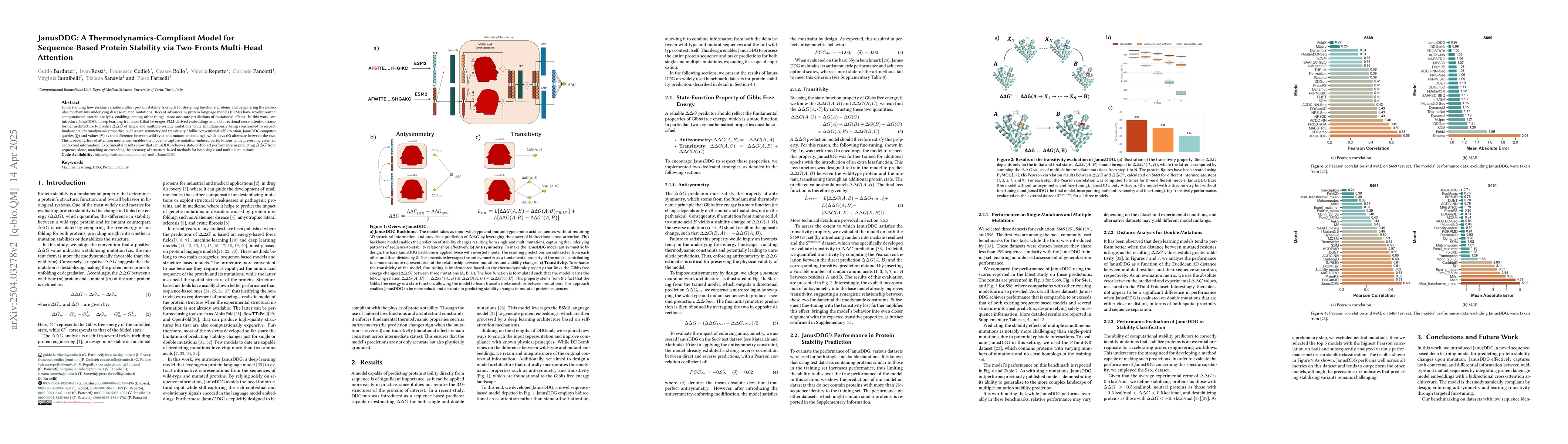 Thumbnail for JanusDDG: A Thermodynamics-Compliant Model for Sequence-Based Protein
  Stability via Two-Fronts Multi-Head Attention