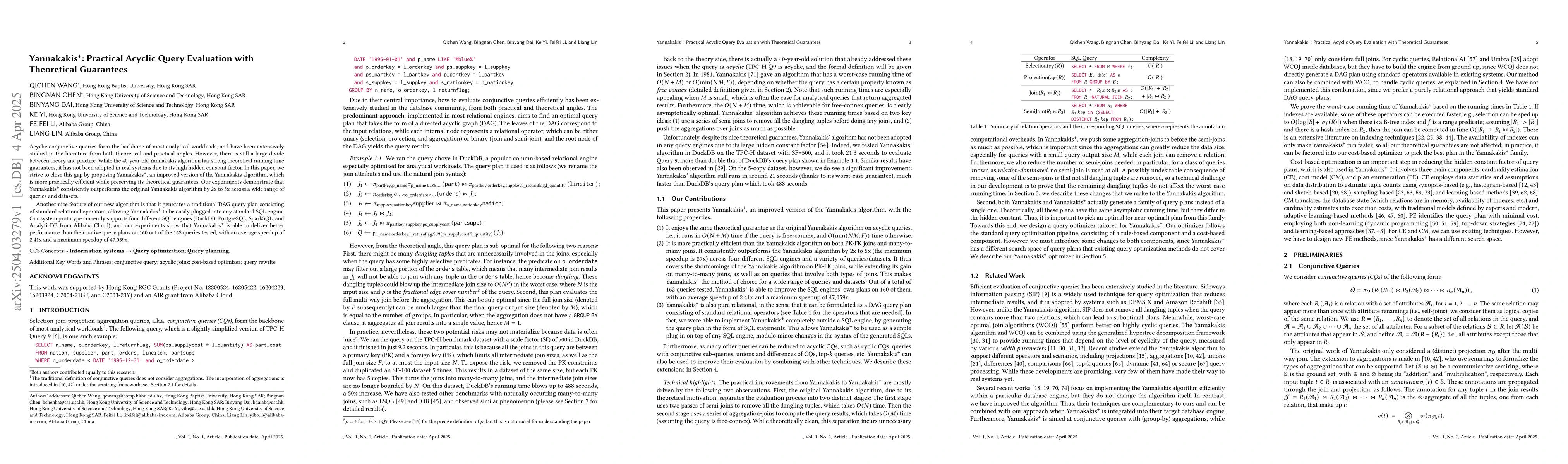 Thumbnail for Yannakakis+: Practical Acyclic Query Evaluation with Theoretical
  Guarantees