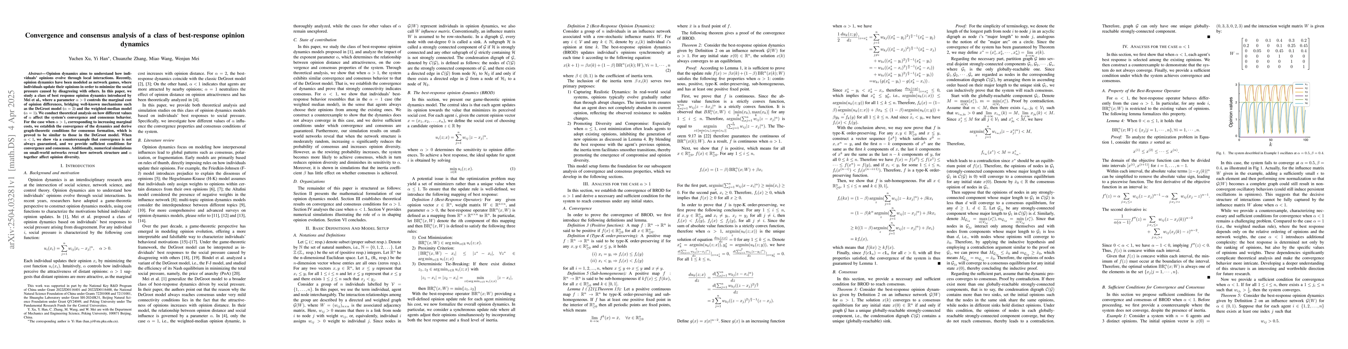 Thumbnail for Convergence and consensus analysis of a class of best-response opinion
  dynamics