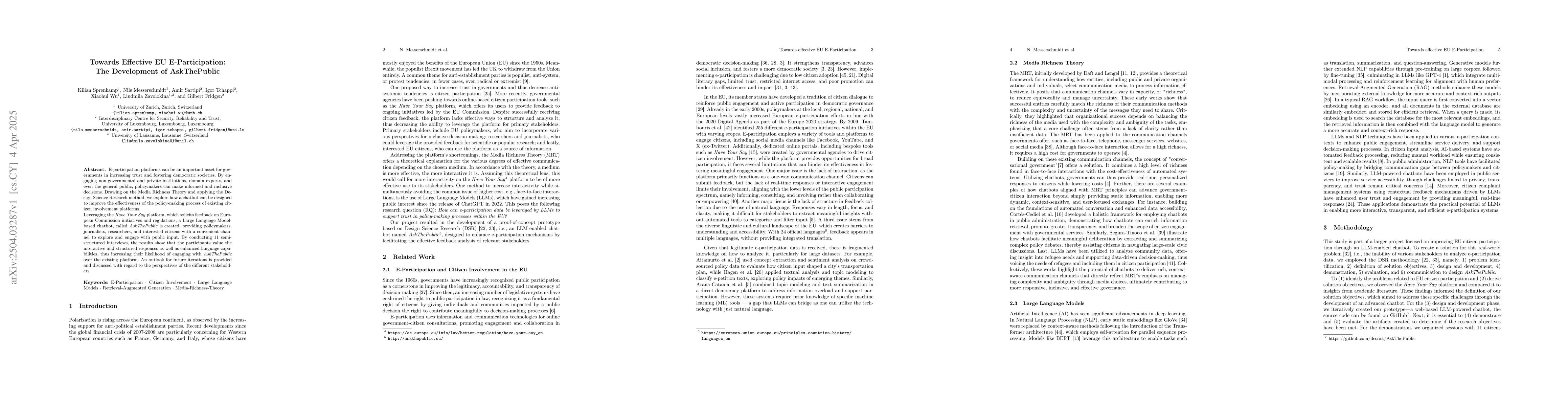 Thumbnail for Towards Effective EU E-Participation: The Development of AskThePublic