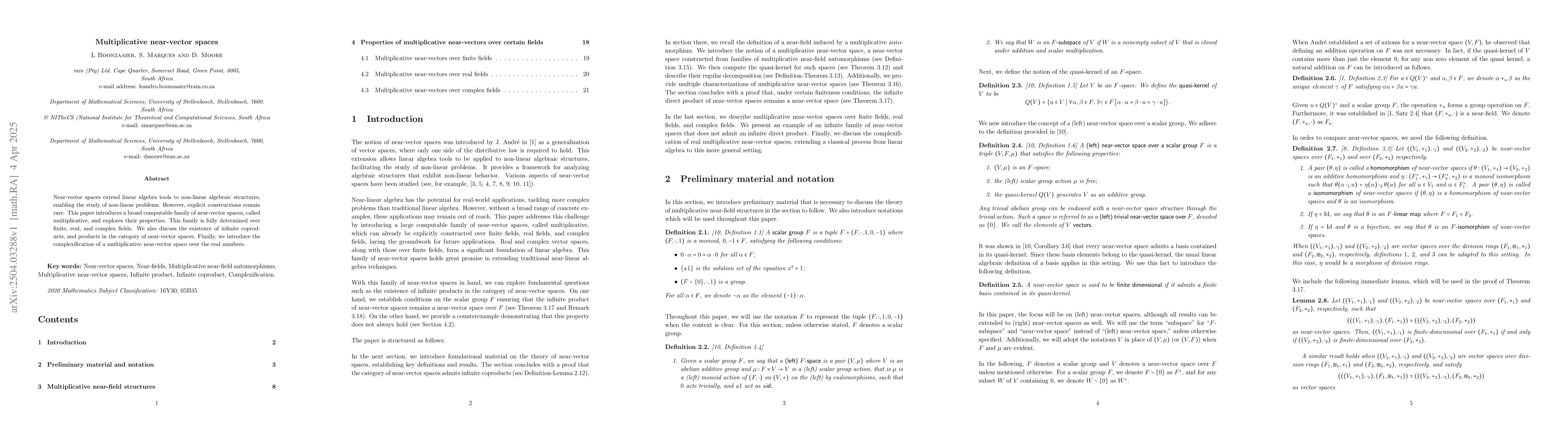 Thumbnail for Multiplicative near-vector spaces