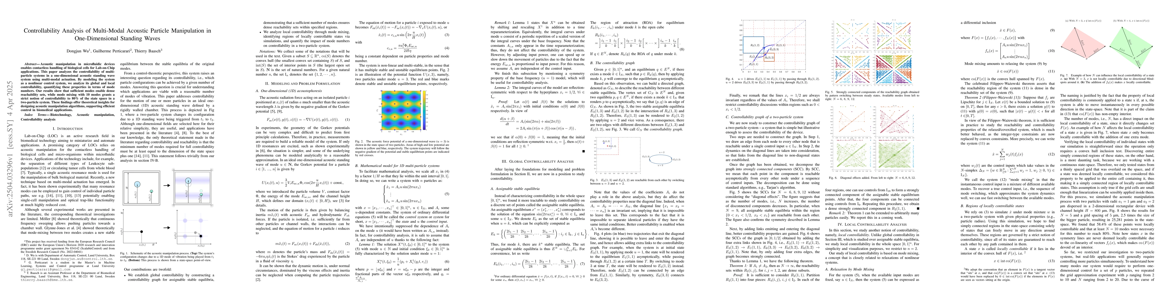 Thumbnail for Controllability Analysis of Multi-Modal Acoustic Particle Manipulation
  in One-Dimensional Standing Waves