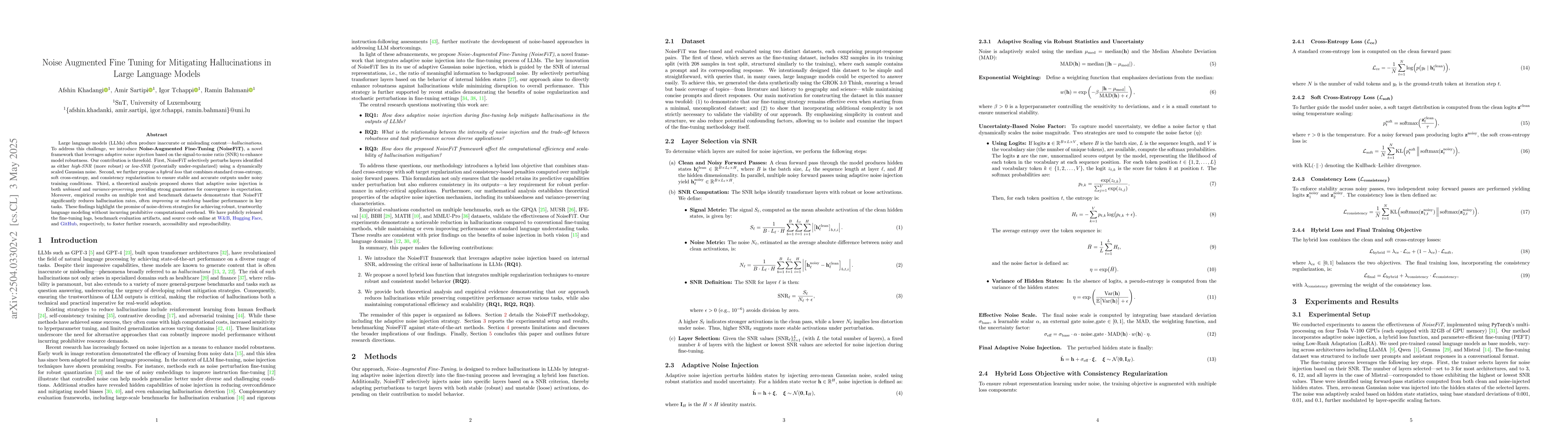 Thumbnail for Noise Augmented Fine Tuning for Mitigating Hallucinations in Large
  Language Models