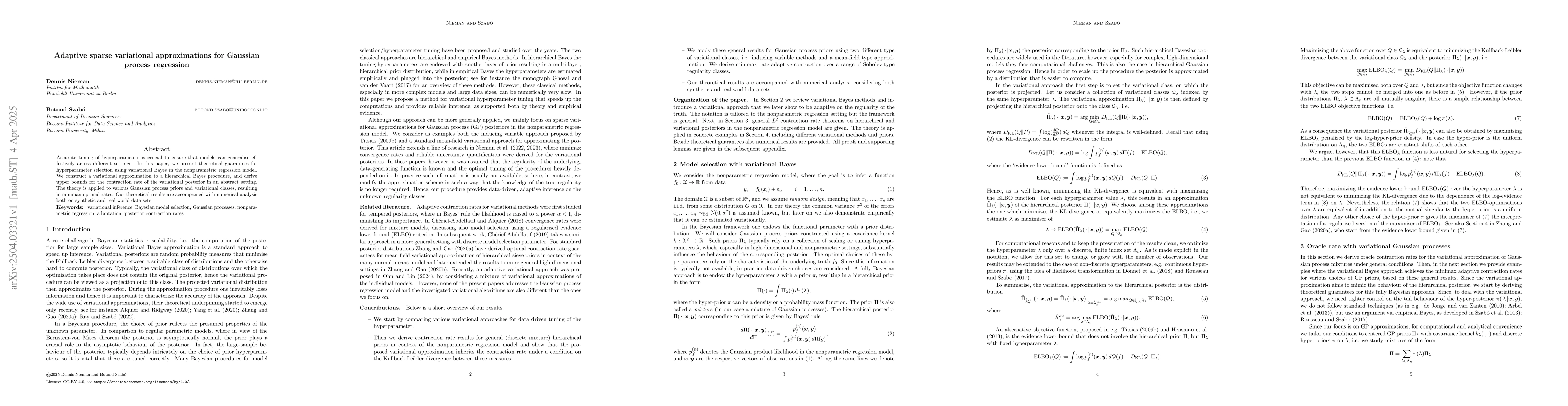 Thumbnail for Adaptive sparse variational approximations for Gaussian process
  regression