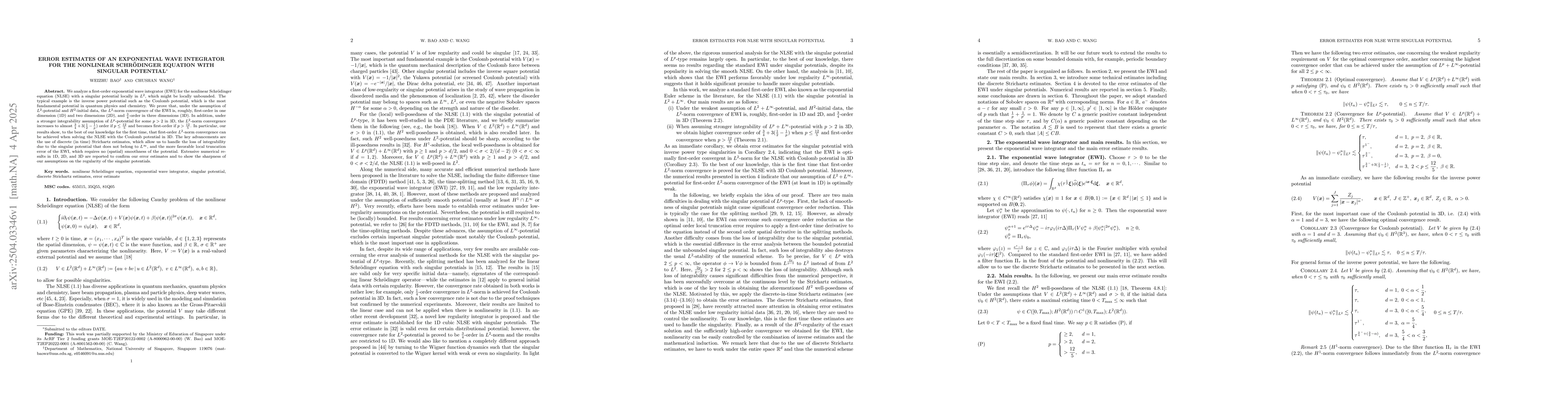 Thumbnail for Error estimates of an exponential wave integrator for the nonlinear
  Schrödinger equation with singular potential