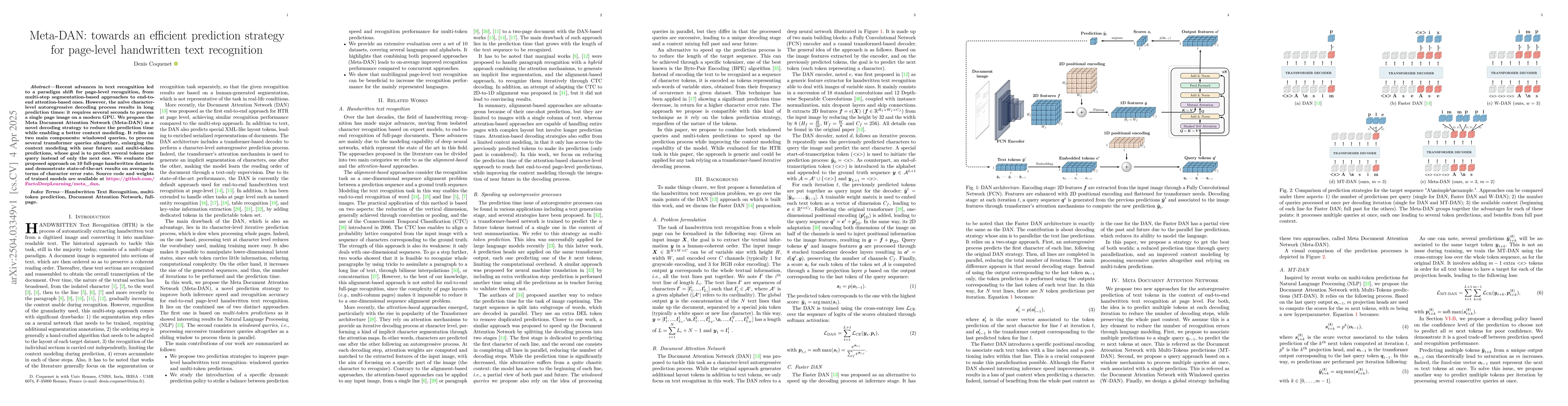 Thumbnail for Meta-DAN: towards an efficient prediction strategy for page-level
  handwritten text recognition