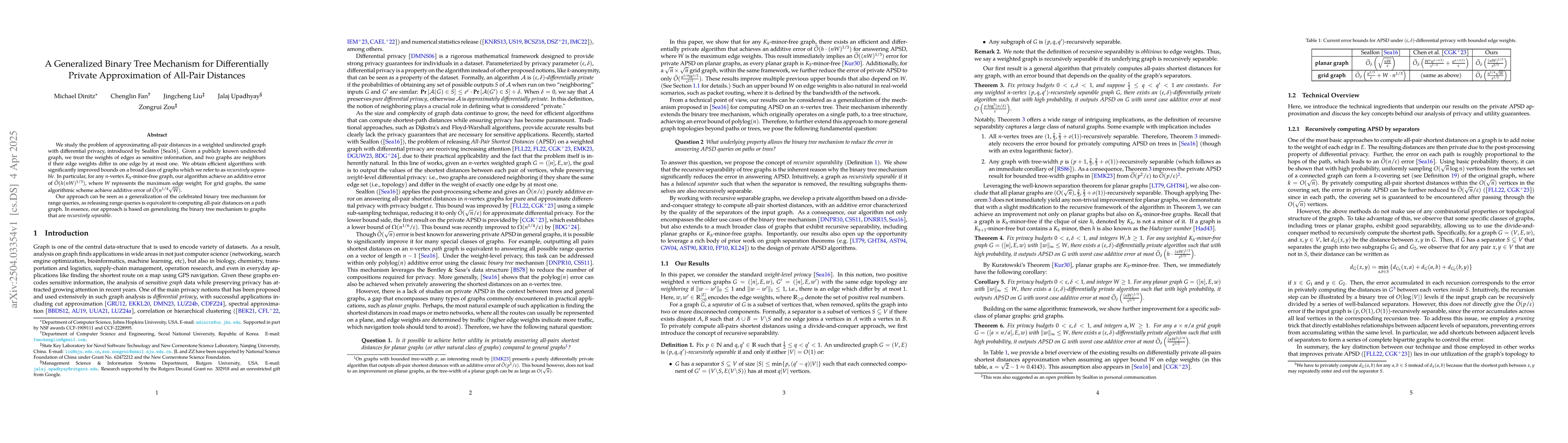 Thumbnail for A Generalized Binary Tree Mechanism for Differentially Private
  Approximation of All-Pair Distances