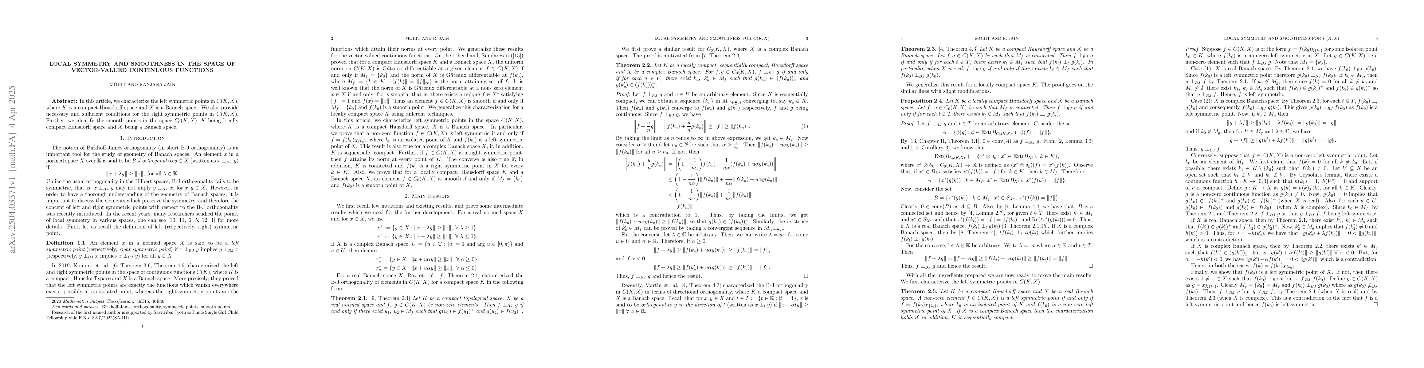 Thumbnail for Local symmetry and smoothness in the space of vector-valued continuous
  functions