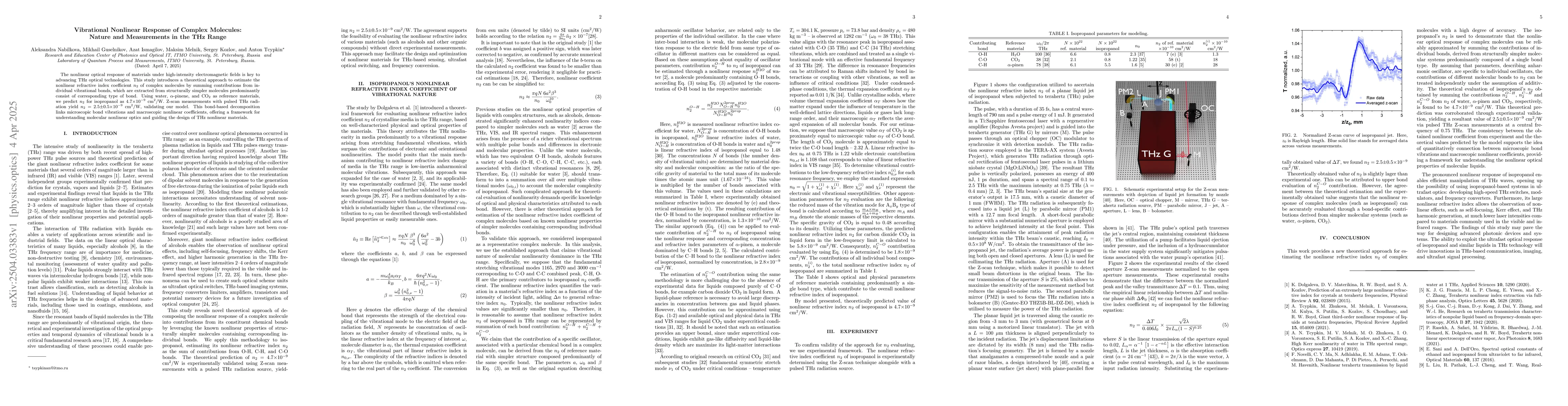 Thumbnail for Vibrational Nonlinear Response of Complex Molecules: Nature and
  Measurements in the THz Range
