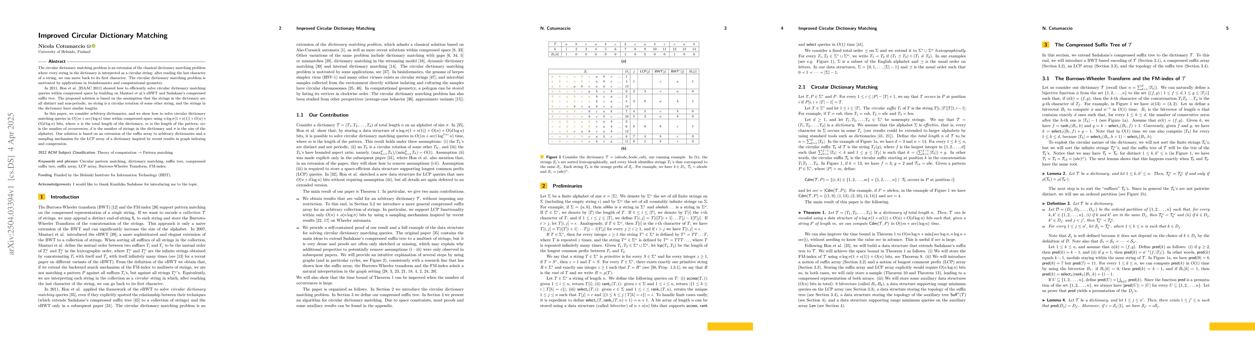 Thumbnail for Improved Circular Dictionary Matching