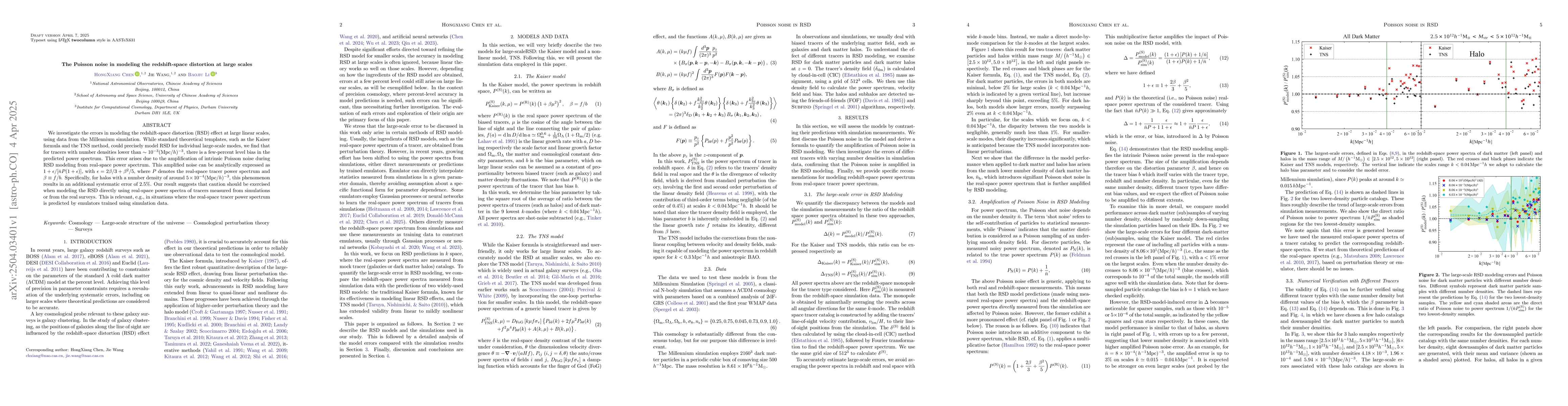 Thumbnail for The Poisson noise in modeling the redshift-space distortion at large
  scales