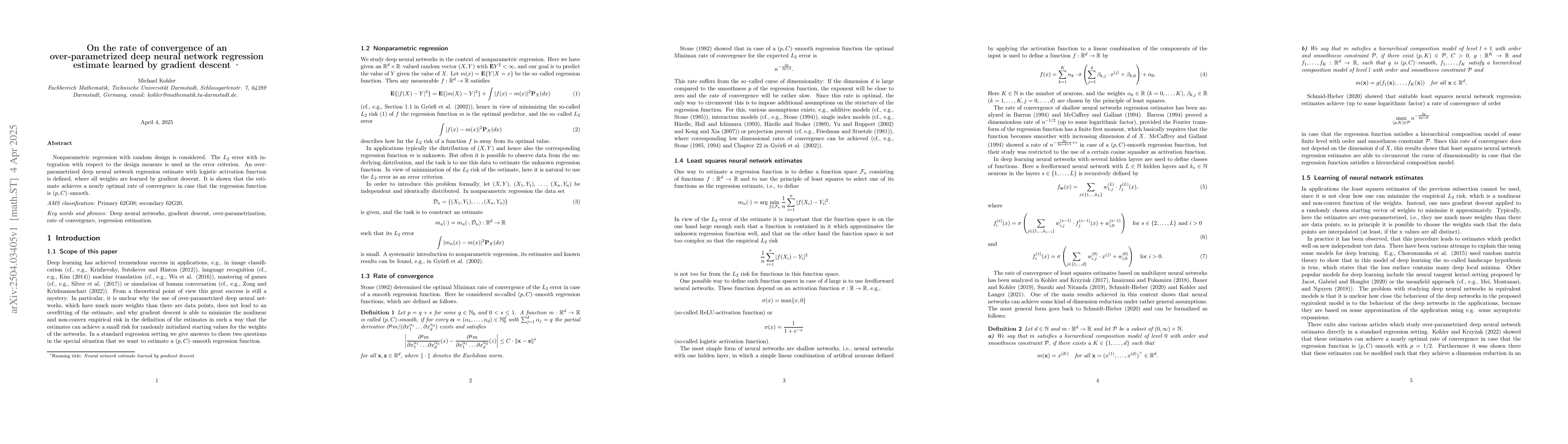 Thumbnail for On the rate of convergence of an over-parametrized deep neural network
  regression estimate learned by gradient descent