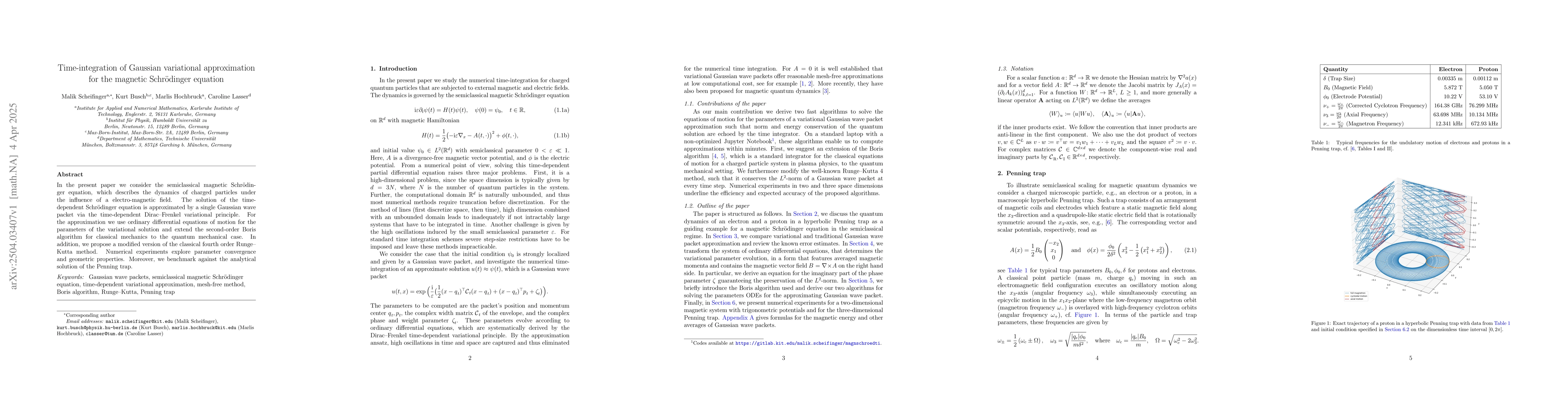 Thumbnail for Time-integration of Gaussian variational approximation for the magnetic
  Schrödinger equation