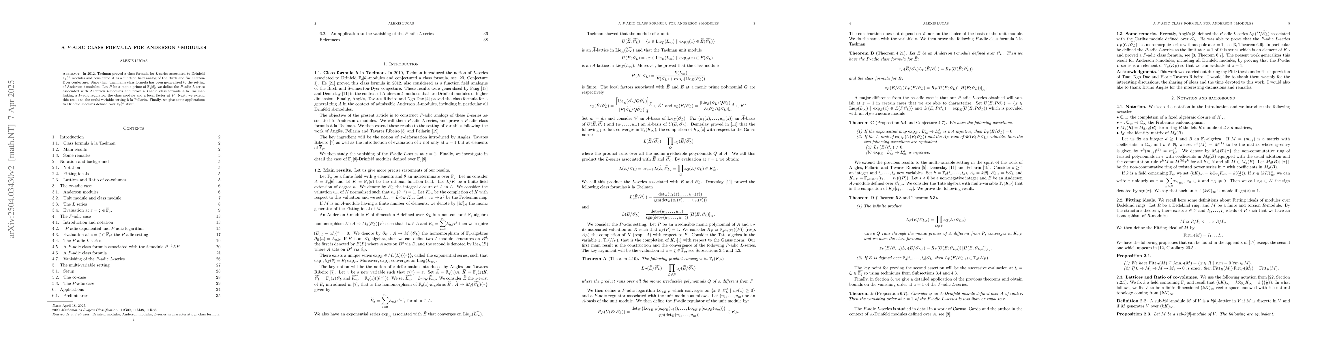 Thumbnail for A P-adic class formula for Anderson t-modules